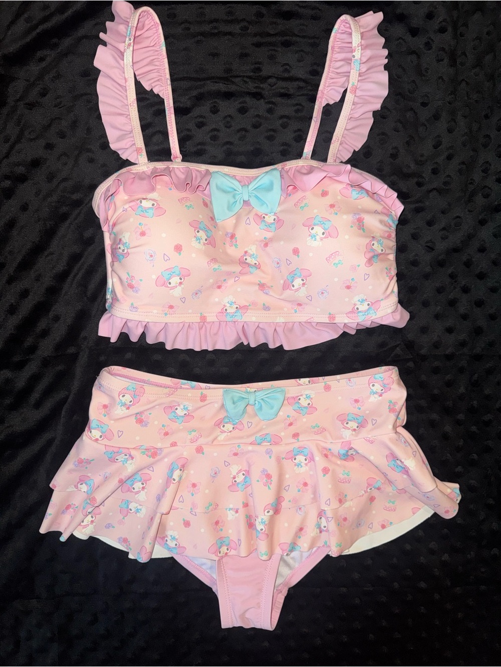 Hello Kitty Pink Ruffled Two-Piece Bikini Set with Bow XS